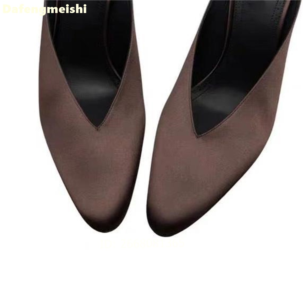 Dark Brown Satin Pointed Toe S - Slip Dress Satin 评论和价格