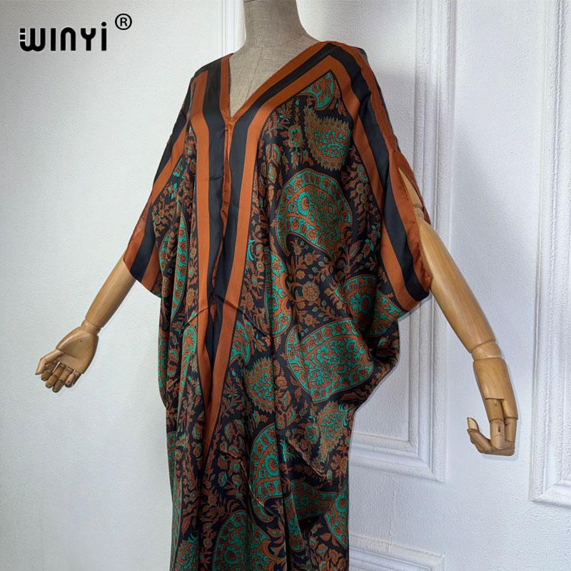WINYI Summer african V-neck dr - Robe Silk Women 评论和价格