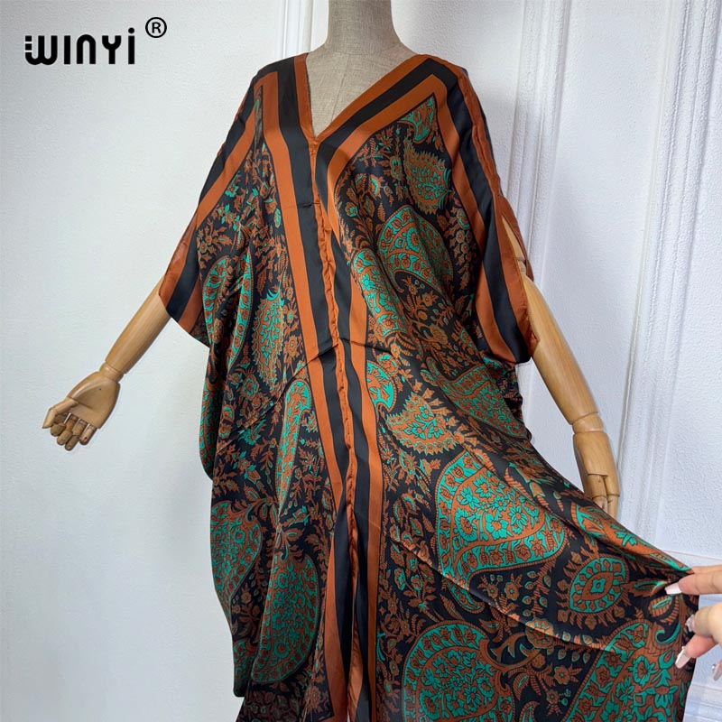 WINYI Summer african V-neck dr - Robe Silk Women 评论和价格