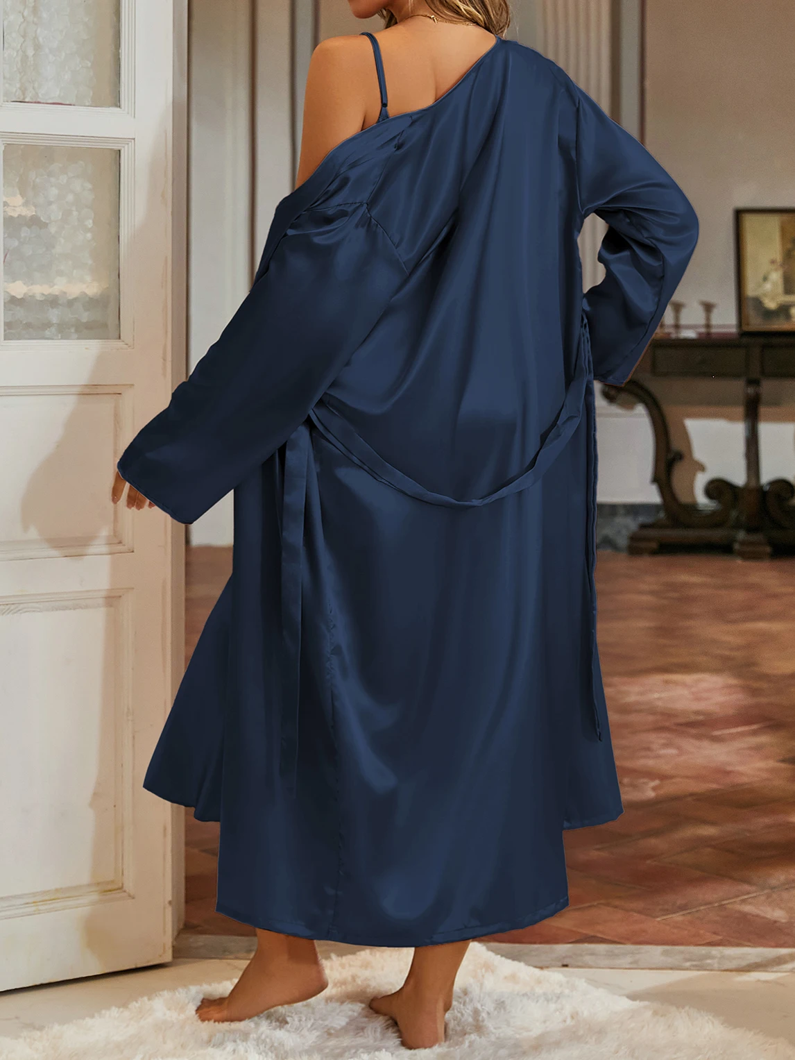 Minimalist Solid Color Pajama  - Robe Silk Women 评论和价格