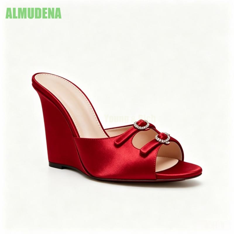 Women Wedge Heel Mule Sandals  - Slip Dress Satin 评论和价格